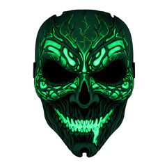 Obraz premium Green Glowing Skull Mask on transparent background