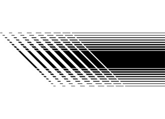 Racing Vector stripe on a car body. Black striped pattern of lines on a white background. Sports design element on a car body, boat, sportswear, toy. Vector background. Halftone.