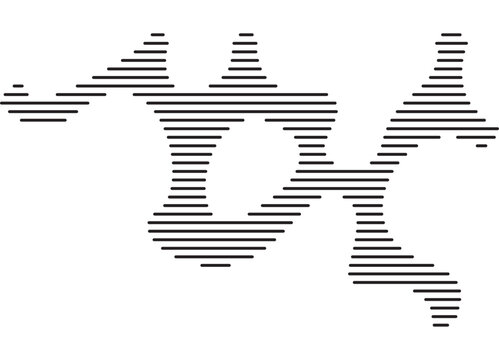 Abstract Vector pattern of black parallel lines on white. Vector background for covers, advertising, packaging. Striped design element. Curved shapes