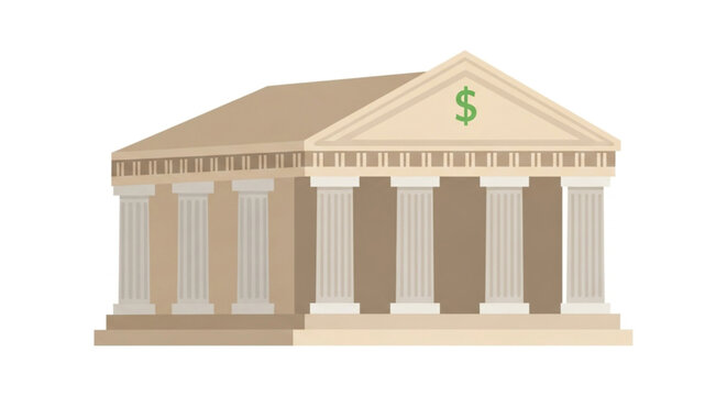 Bank building facade, representing financial institution and banking services with classic architectural design