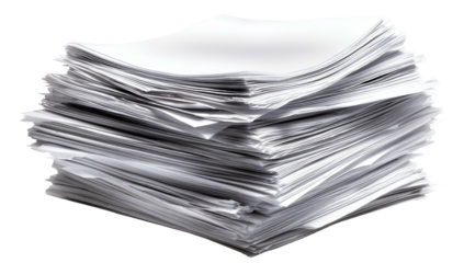 Close-up of a stack of white, blank sheets of paper, with irregular edges