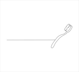 Continuous Line Drawing of Toothbrush – Minimalist One Line Dental Hygiene and Oral Care Illustration, Simple Editable Vector Outline Design for Health Concept