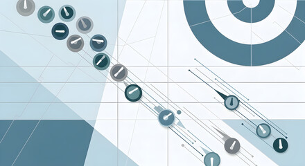 Abstract technology background-data visualization with moving gauges and grid lines