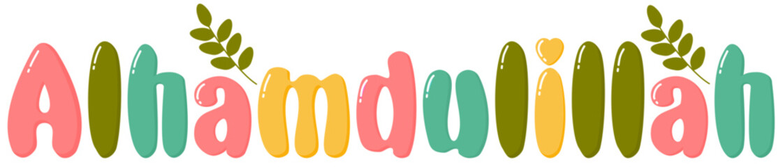 Colorful Typography ‘Alhamdulillah’ – Islamic Decorative Text Design