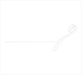 Continuous Line Drawing of Toothbrush – Minimalist One Line Dental Hygiene and Oral Care Illustration, Simple Editable Vector Outline Design for Health Concept