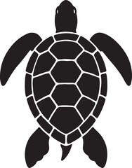 Black sea turtle silhouette isolated on white background