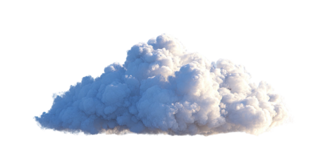 A fluffy, detailed cloud, isolated on a black background, showing layers of texture and light