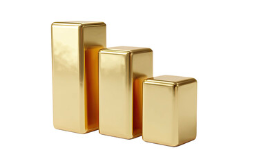 Shiny gold bar graph depicts a downward trend, suggesting a decrease or decline