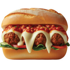 Meatball Sub Sandwich With Melted Cheese And Marinara