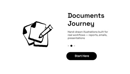 Hand-Drawn Document Illustration for Landing Interface