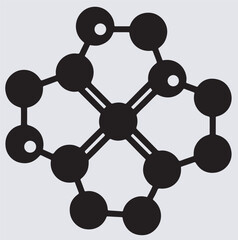 molecular chain icon silhouette vector art illustration, 3d render of molecule