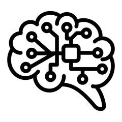 Brain Icon Isolated on Transparent Background | AI, Intelligence, and Creative Thinking Vector Illustration for Web, App, and Education Design