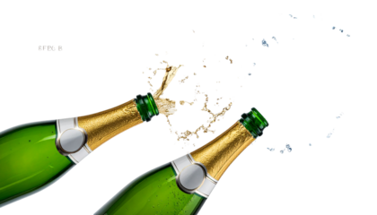  Champagne Popping Bundle – Two Sparkling Burst Variations Isolated on Transparent Background