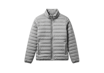 Gray puffer jacket isolated on transparent background