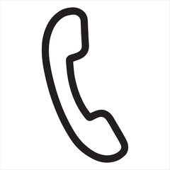 Simple hand drawn outline of a classic telephone receiver in black on a white background