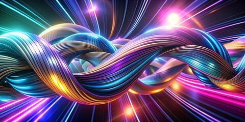 Colorful Twisted Lines Light Effect – Abstract Glowing Neon Background, Digital Art
