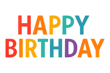 Colorful happy birthday text isolated on transparent background