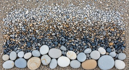 Arrangement of Small Rocks and Pebbles on Beach Sand