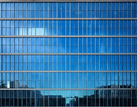 office windows facede blue glass and steel frame background texture front view