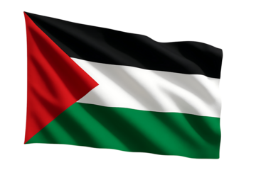 Waving palestinian flag isolated on transparent background