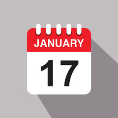 17 january calendar date icon. vector illustration with shadow design.