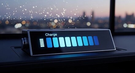 Modern Device Battery Level Indicator Display Glowing