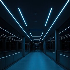Bright, energy-efficient LED strip light illuminating a modern architectural space with cool, clear light, showcasing advanced technology ,sleek ,digital ,interior