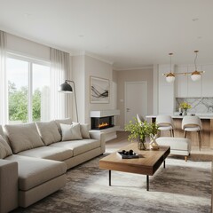 Bright, inviting interior of a contemporary home, professionally staged and ready for potential buyers to explore and appreciate ,property market ,listing ,home