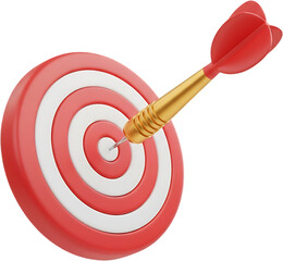 Vivid Close-Up of a Red and White Target with a Gold Dart Hitting the Bullseye, Symbolizing Precision, Focus, and Achievement in Business, Sports, and Strategy Concepts for Marketing and Advertising