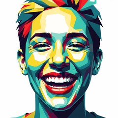 Obraz premium Vibrant Pop Art Portrait of a Joyful Person Laughing.
