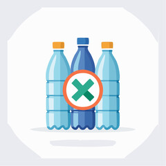 Obraz premium Illustration depicting a ban on plastic bottles, environmental conservation concept in a circle