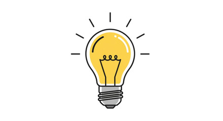 Simple light bulb with glowing filament, , representing a bright idea, innovation, and creative thinking for projects