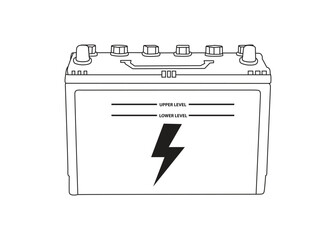Car battery icon isolated on white background.
Hand-drawn sketch of a car battery, Battery icon vector illustration for website design.