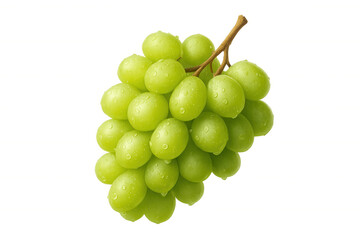 Green grapes bunch holding water drops, fresh healthy fruit for diet and nutrition, transparent background