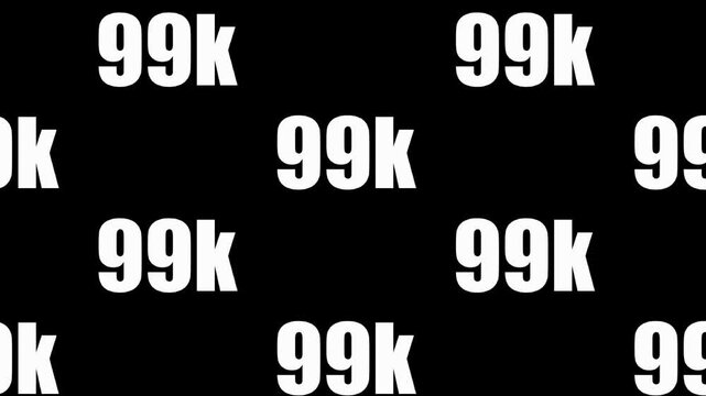 Repeating Pattern of White 99k Text on Black Background ninety nine thousand texture