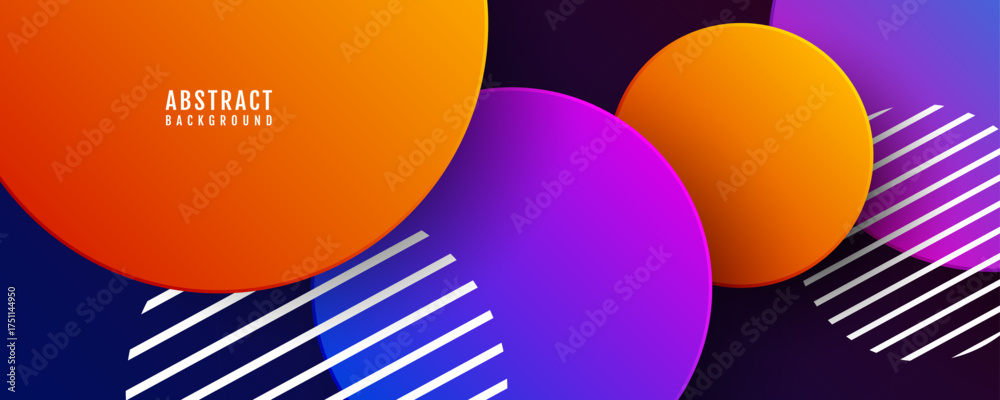 Canvas Prints 3d colorful circles abstract background overlap layer on dark space with cutout effect decoration. m