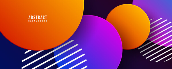 3D colorful circles abstract background overlap layer on dark space with cutout effect decoration. Modern graphic design element vibrant style concept for web, art, flyer, card, or brochure cover