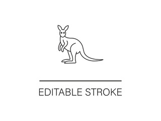 Simple kangaroo line drawing with editable stroke for design projects and logos, or stylish apparel prints and minimal web icons today.