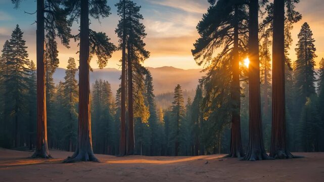 Hyperlapse Through a Sequoia Forest at Sunrise: A Beautiful Nature Timelapse