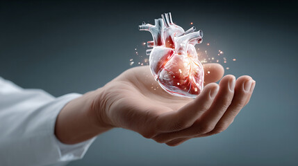 Human heart Hand holding heart Medical concept Heart anatomy Healthcare Digital heart Cardiovascular Heart health Medical technology Heart