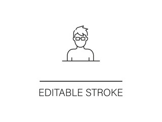 Clean line art of a man with glasses, ready for any design project or presentation, an icon for modern creativity and ideas.