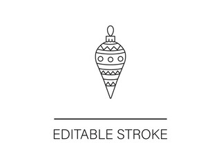 Elegant Christmas tree ornament line art for festive designs and creative projects editable stroke for easy customization.