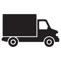 Fototapeta premium Black Silhouette of a Delivery Truck Ready for Transport Logistics and Distribution Services Featuring Bold Design and Minimalist Aesthetic