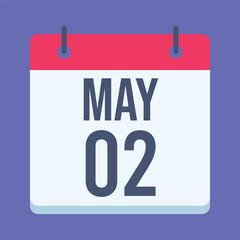 Fototapeta premium 2 May Calendar. Blue Background. Isolated Vector Calendar.