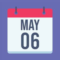 6 May Calendar. Blue Background. Isolated Vector Calendar.