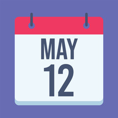 12 May International Nurses Day Calendar. Blue Background. Isolated Vector Calendar.