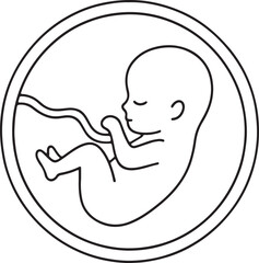 Outline Icon of Human Fetus in Uterus baby unborn