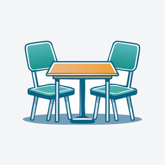Illustration of a table and two chairs, perfect for a small gathering or dining experience