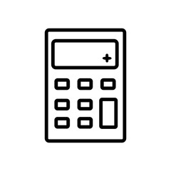 Vector art of calculator line art icon with a display screen and buttons