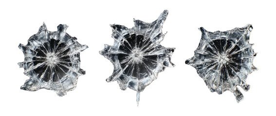 Shattered Glass Fragment Isolated on Transparent Background in Various Shapes
